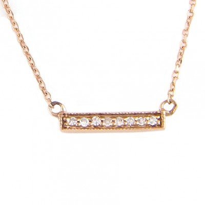 14kt Rose Gold Mini Diamond Bar Necklace