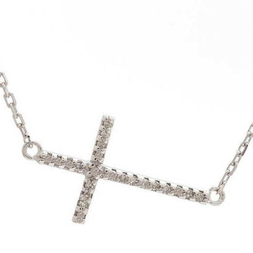 Silver Diamond Cross Necklace