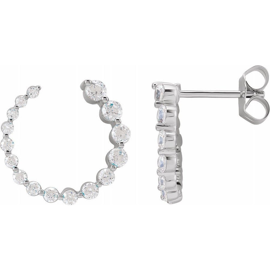 0.88 carat total Front to Back Lab Grown Diamond  Hoop Earrings