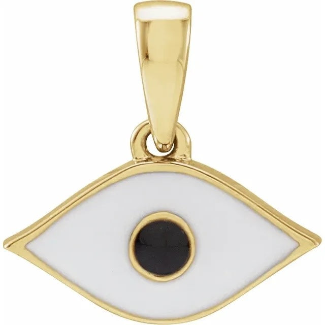 White Enamel Evil Eye Pendant