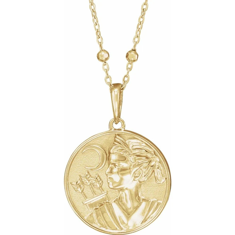 14kt Yellow Gold  Artemis Coin  Necklace