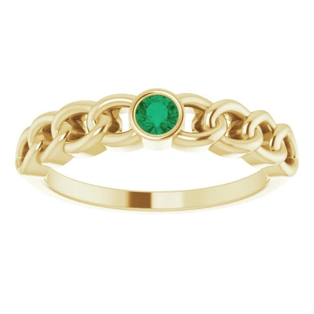 14kt Gold Emerald Curb Chain Ring