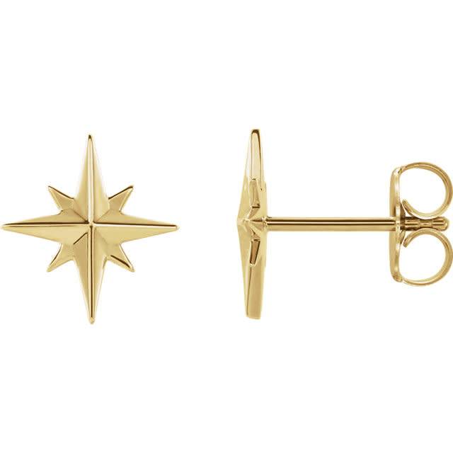 14kt Gold Star Earrings