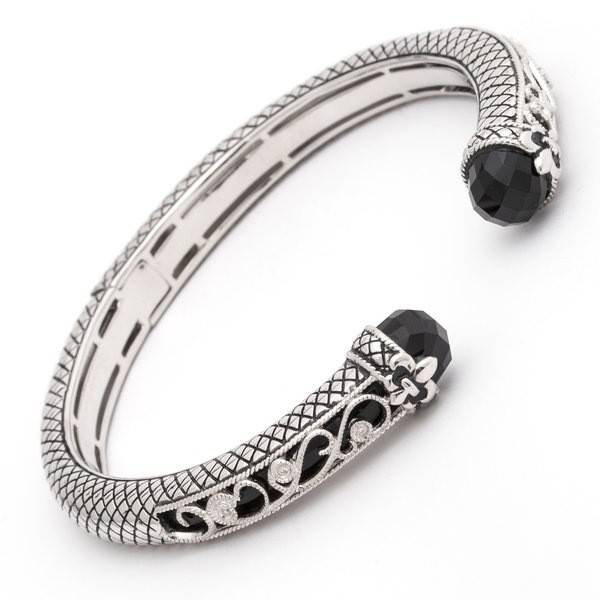 Andrea Candela Sterling Silver Black Onyx & Diamond Bangle Bracelet