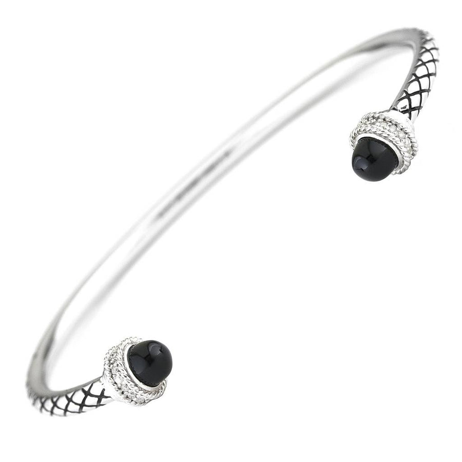 ACB293 Black Onyx & Diamond Bangle