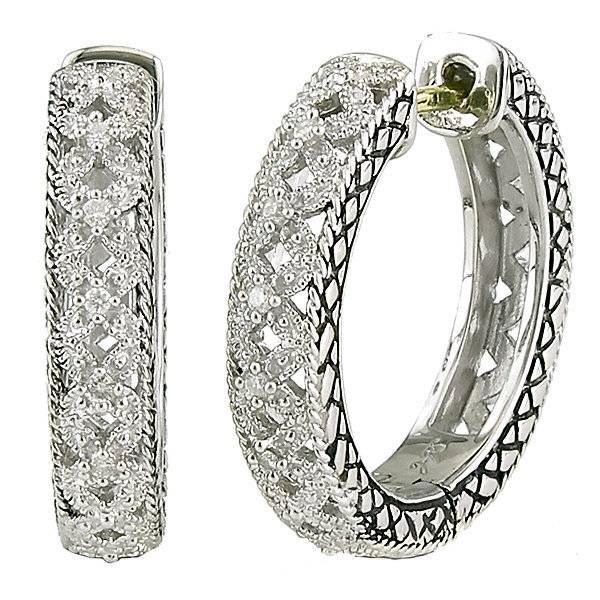 ACE227 filigree diamond hoop earrings