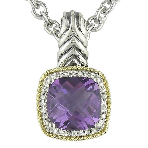 ACP107 Amethyst Silver & Gold Pendant