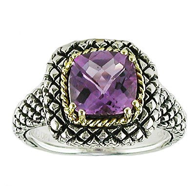 Andrea Candela Cushion Cut Amethyst Button Ring