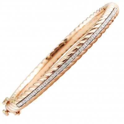 B0909slr rose gold toned steel diamond cable bracelet