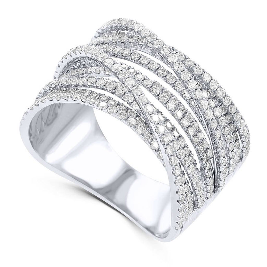 CR967  14kt Gold Multi Row Diamond Band