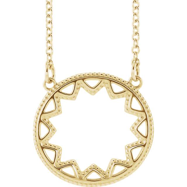 14kt Gold Milgrain Sun Necklace