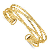 DB681 14kt Yellow Gold Multi Row Cuff Bracelet