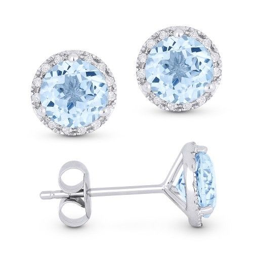 DE11243  Blue topaz and diamond earrings