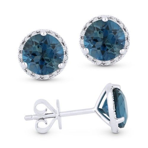 DE11609 London Blue topaz and diamond stud earrings