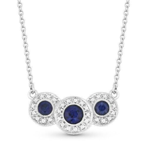 DN2857 diamond and sapphire halo necklace