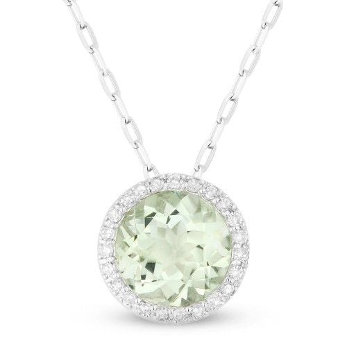 N0141 Green Amethyst Halo Necklace