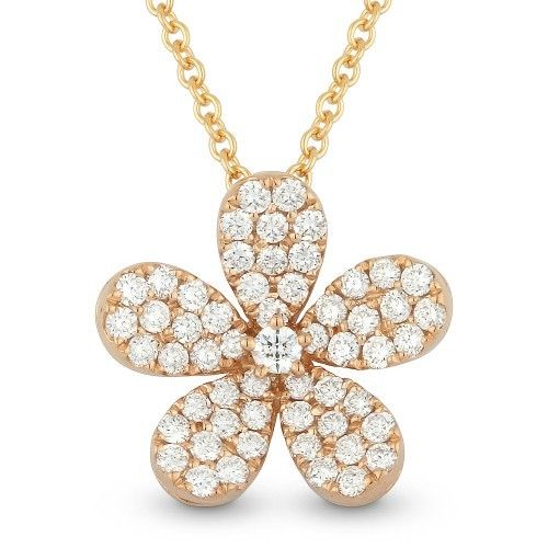 DN3709 14kt rose gold flower design necklace