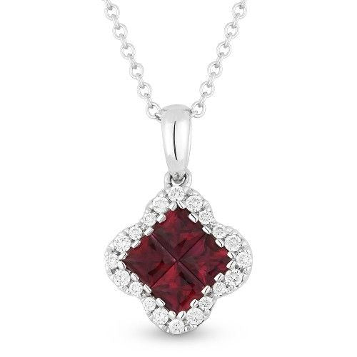 DN4305 Ruby and diamond cluster necklace