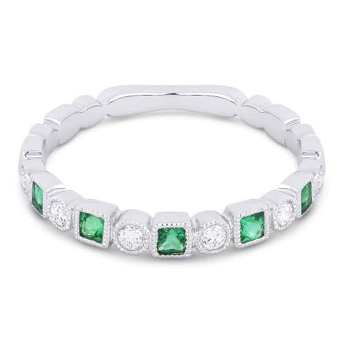 Alternating Diamond & Emerald Band