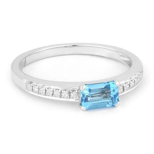 Blue Topaz Ring with Diamond Accents