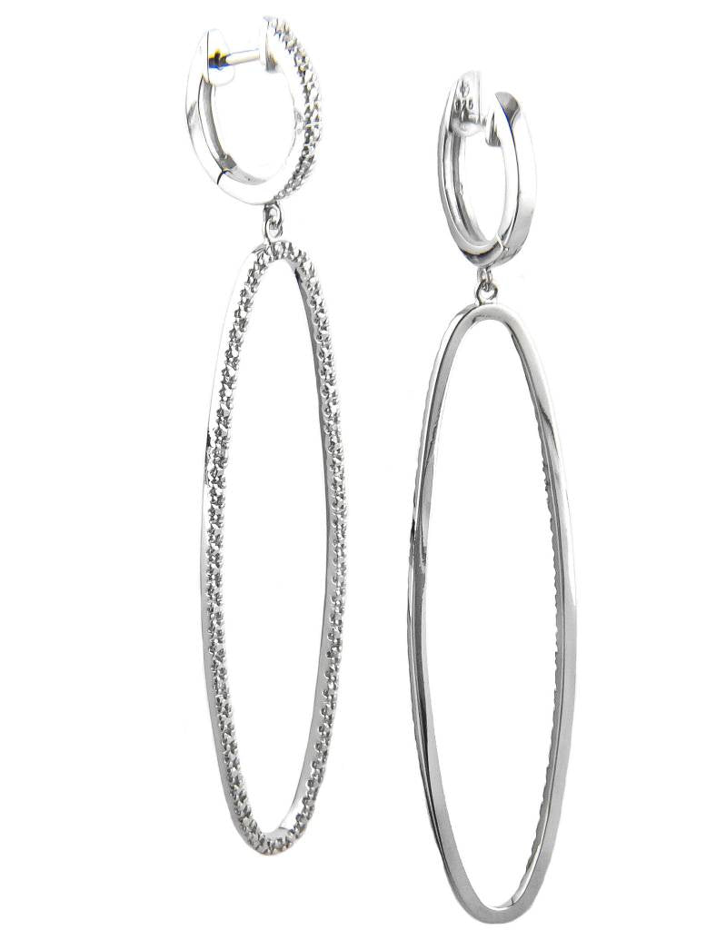 Silver diamond drop earrings Lau E0534sl