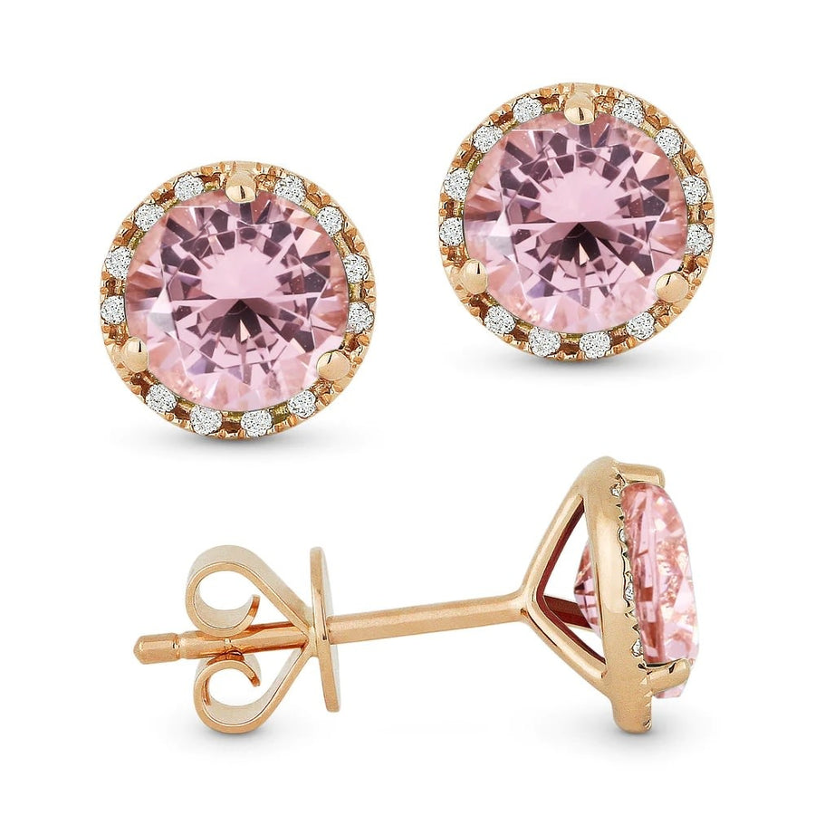 E1023 Morganite & Diamond Halo Earrings