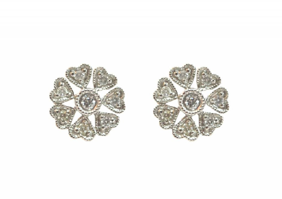 Diamond Heart Petal Earrings