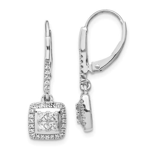 EM4372 0.50 Carat Leverback Diamond Drop Earrings