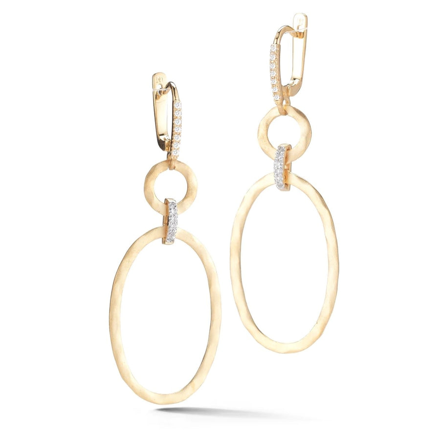 14kt Yellow Gold Oval Diamond Dangle Earrrings