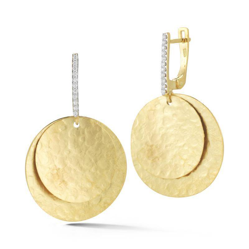 ER3176Y yellow gold disc drop earrings