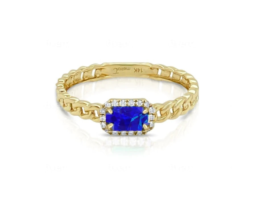 Blue Sapphire & Diamond Birthstone Ring