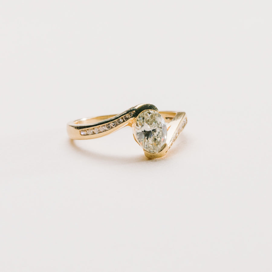 Estate Bypass Oval Diamond Ring