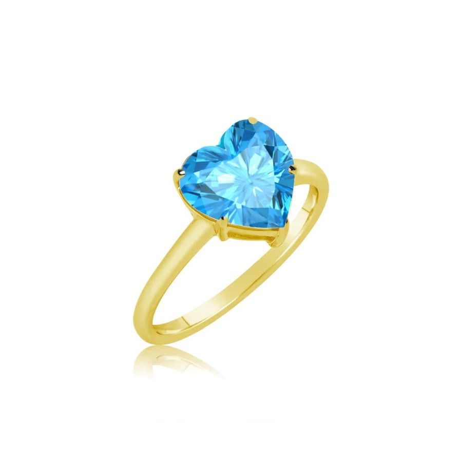 Yellow Gold Blue Topaz Heart Ring