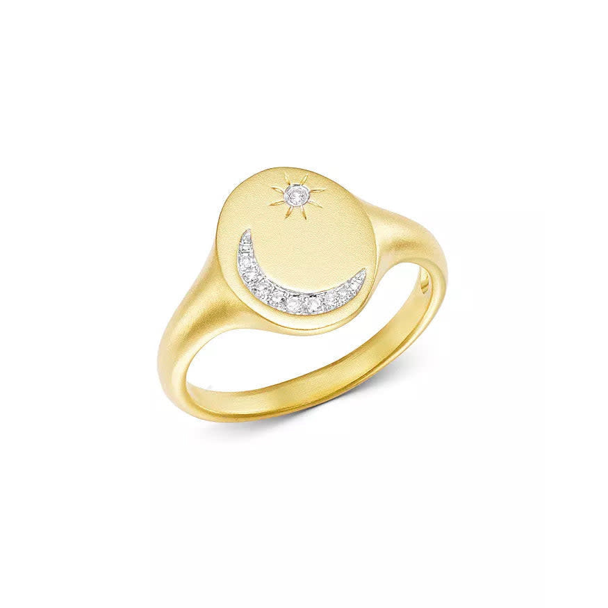 Moon and Star Signet Ring