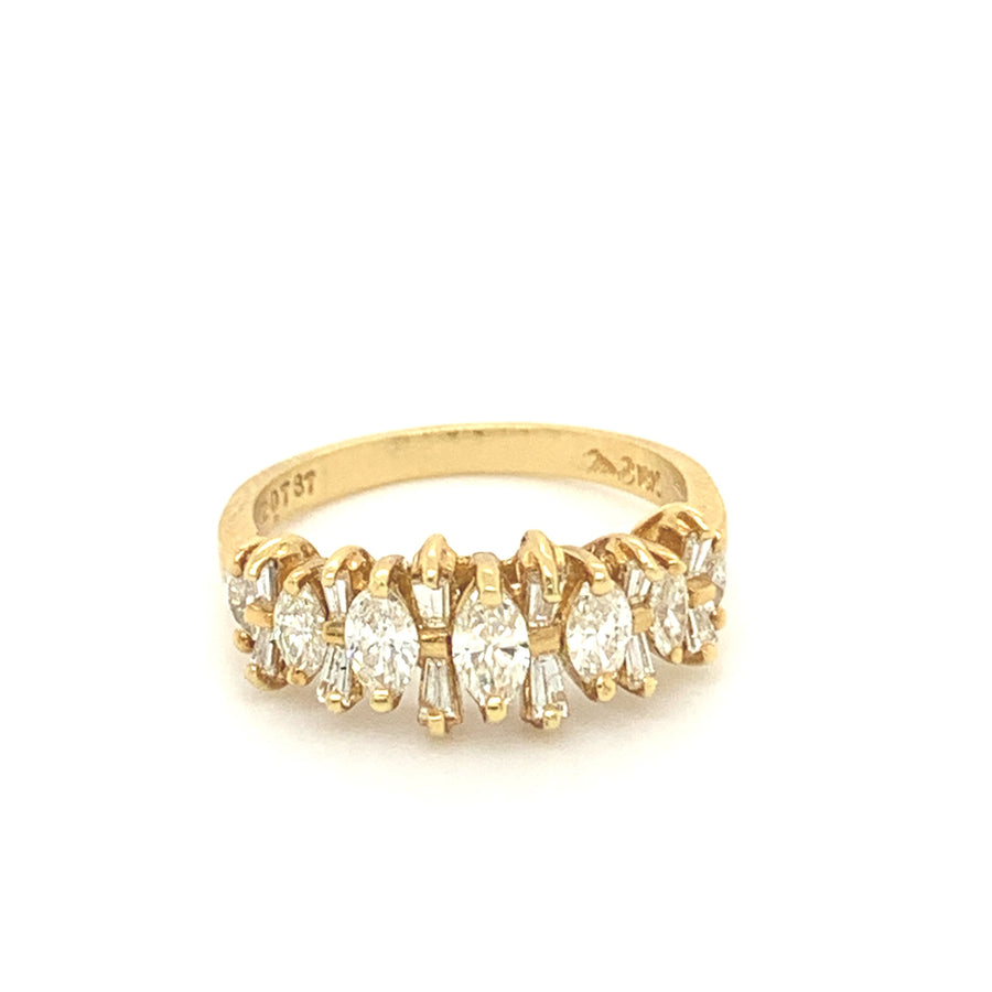 18kt Yellow Gold Marquise & Baguette Diamond Band