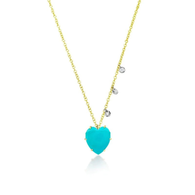 Turquoise Yellow Gold Heart Necklace