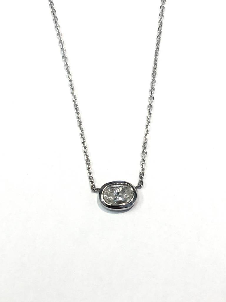 Oval Diamond Bezel Necklace