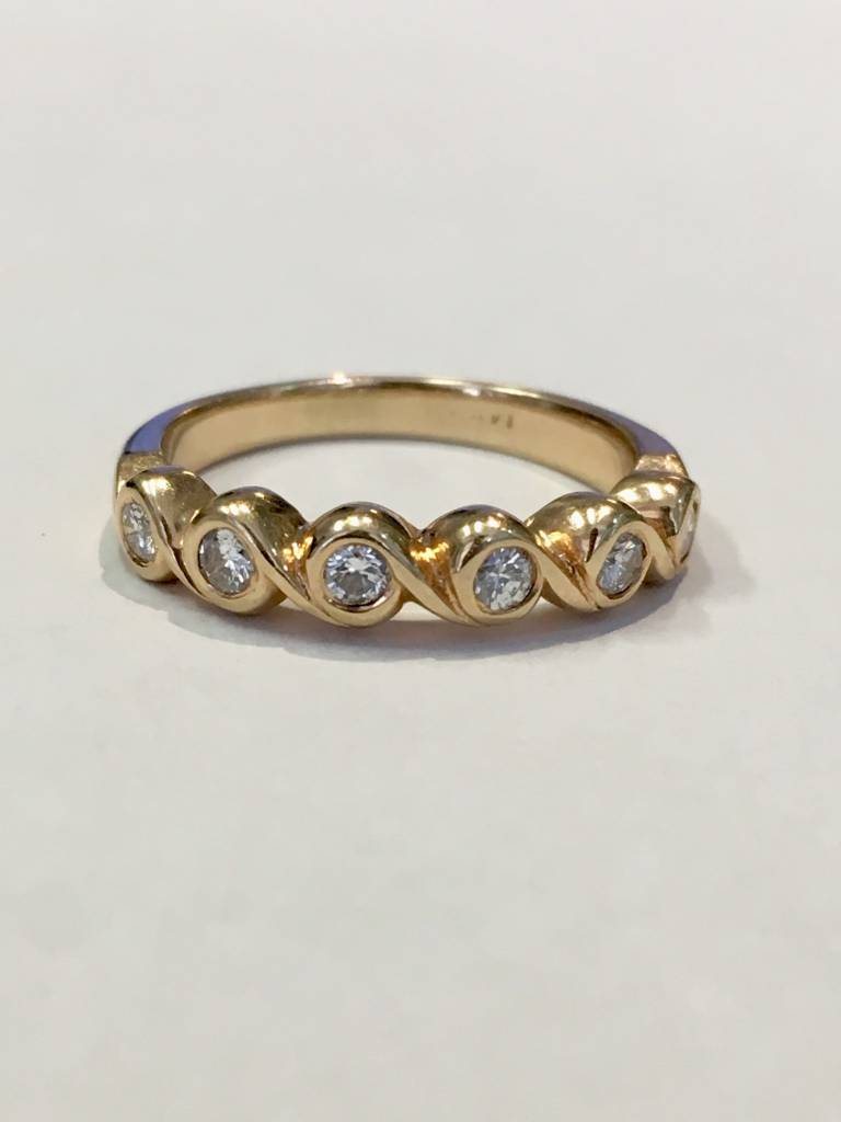 6 stone bezel set diamond band