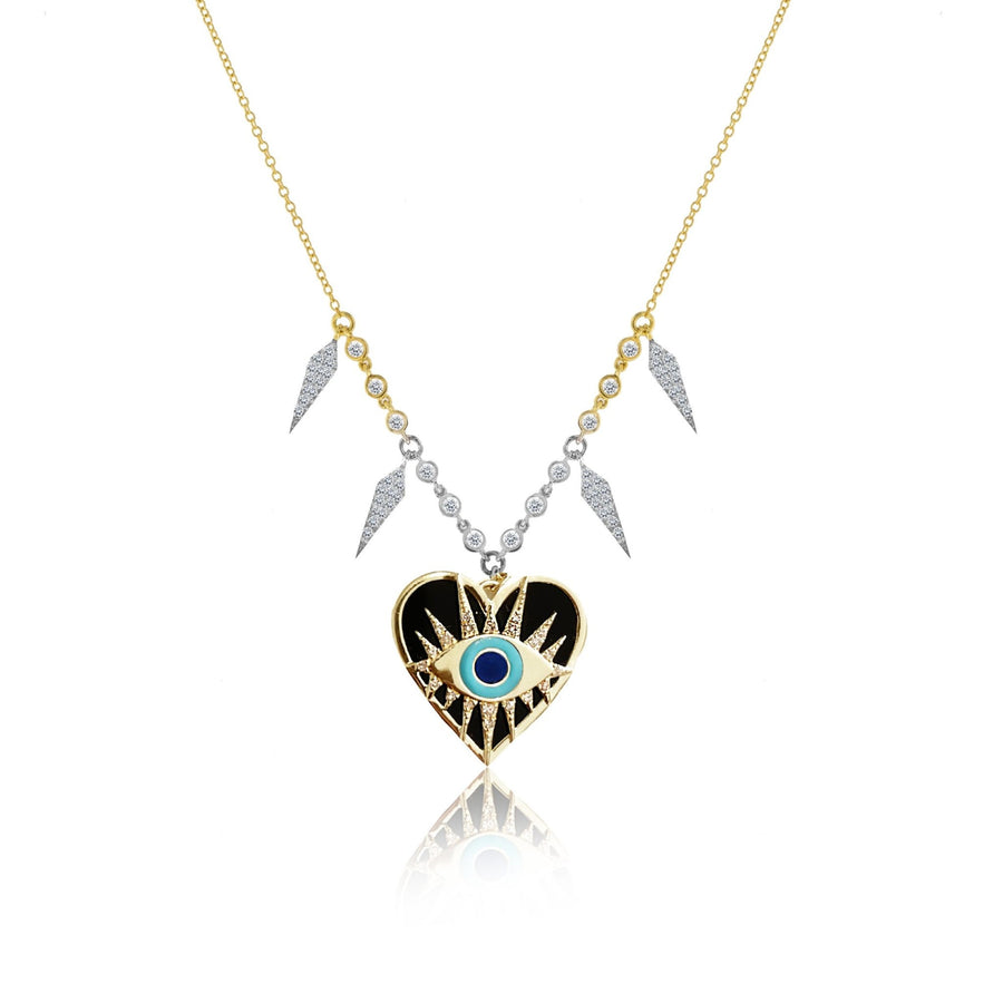 Enamel Evil Eye Heart Necklace