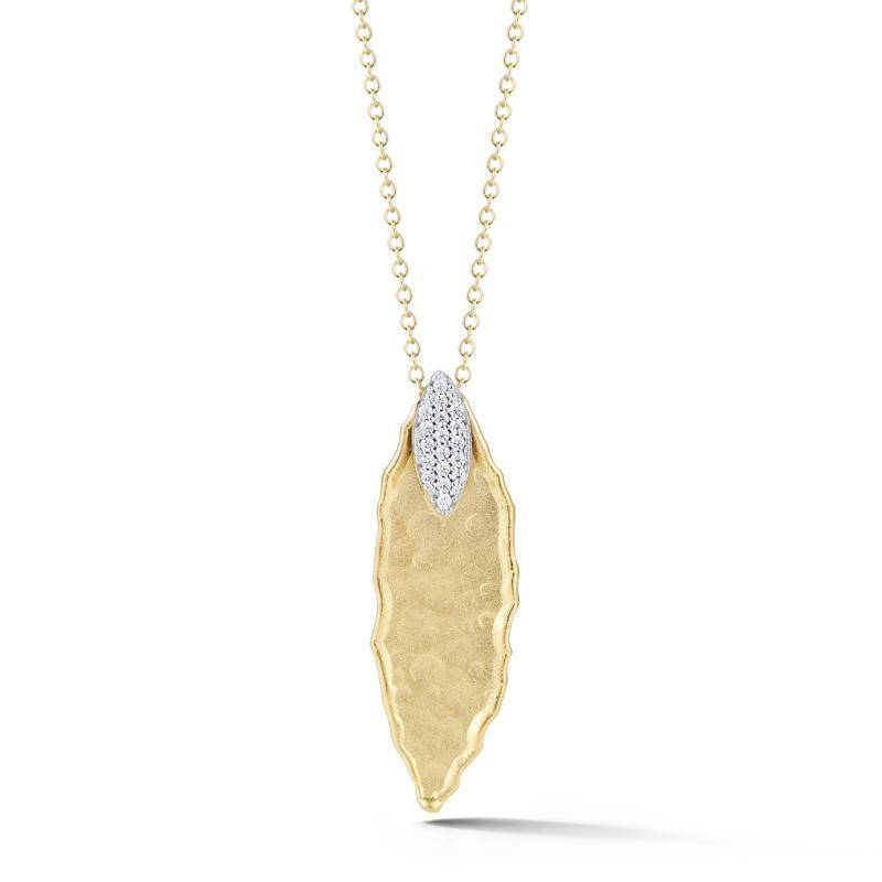 IR3570Y yellow gold diamond leaf pendant