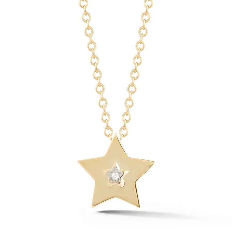 IR3651 14kt Gold Bezel Star Diamond Necklace