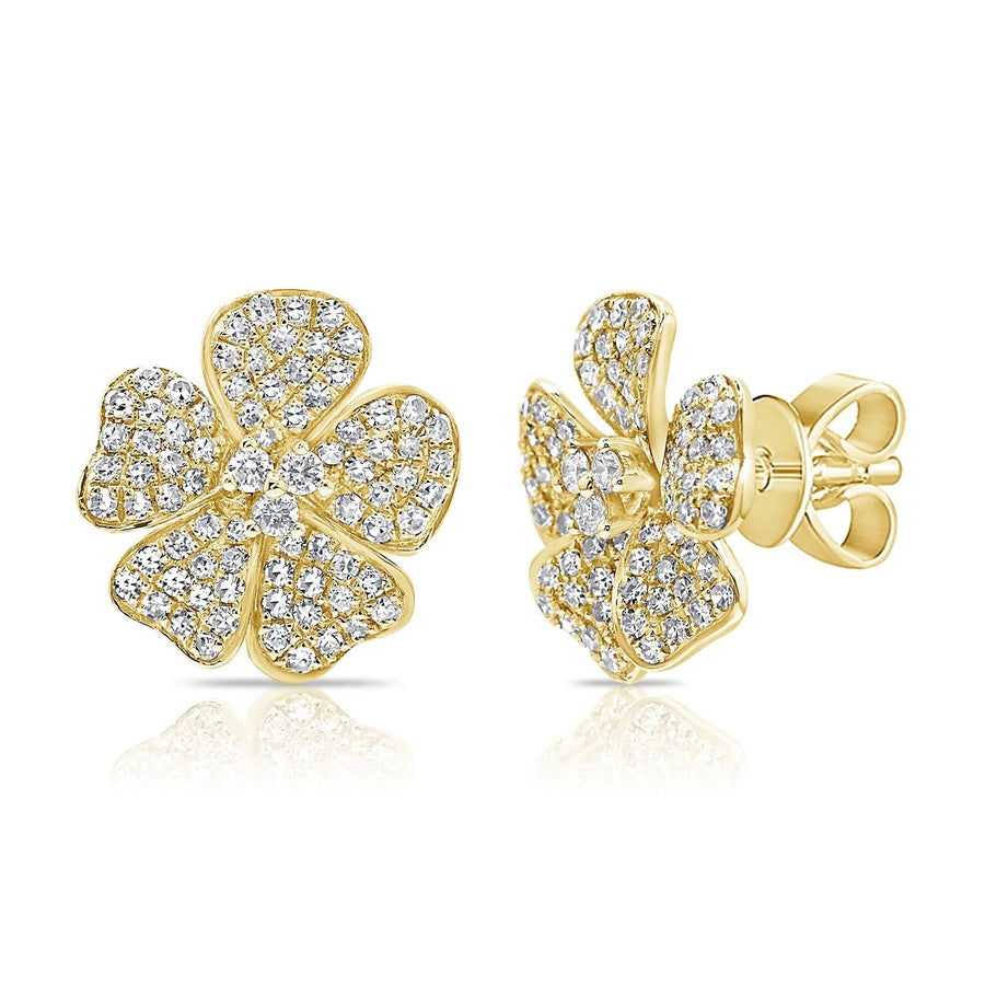 14kt Gold Diamond Flower Earrings