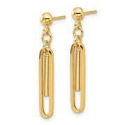 14kt Yellow Gold Paperclip Dangle Earrings