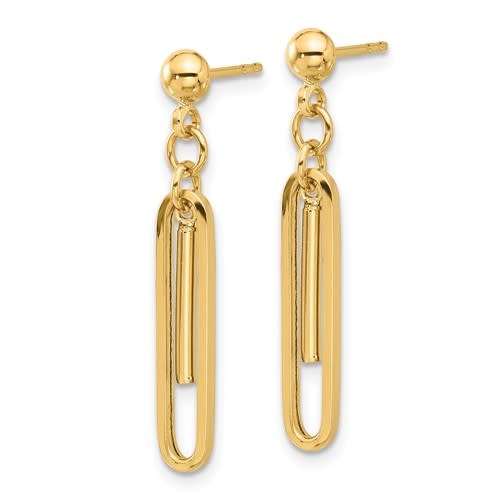 14kt Yellow Gold Paperclip Dangle Earrings