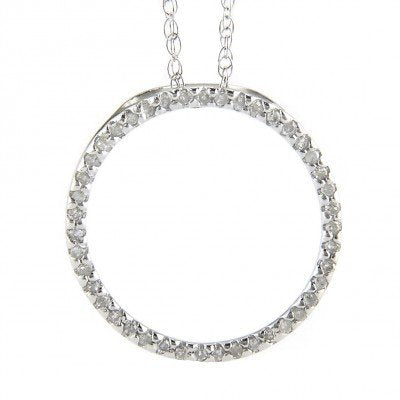 Lau Diamond and 14k White Gold Circle Necklace - LPOSW