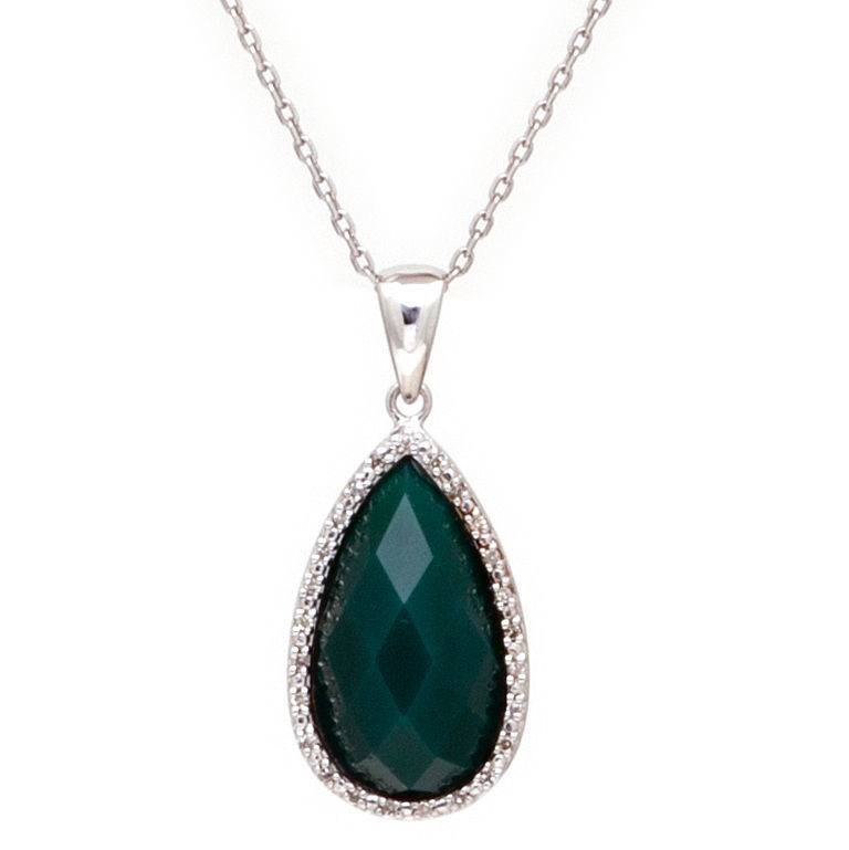 N0352GG  green agate pear shape drop necklace