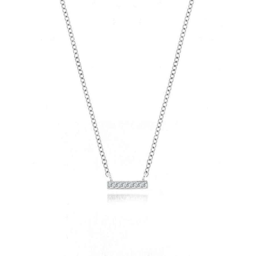 14kt white gold mini diamond bar necklace