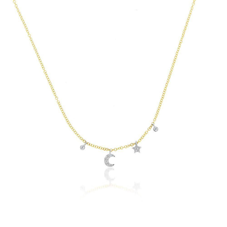 N10404 mini moon and star bezel necklace