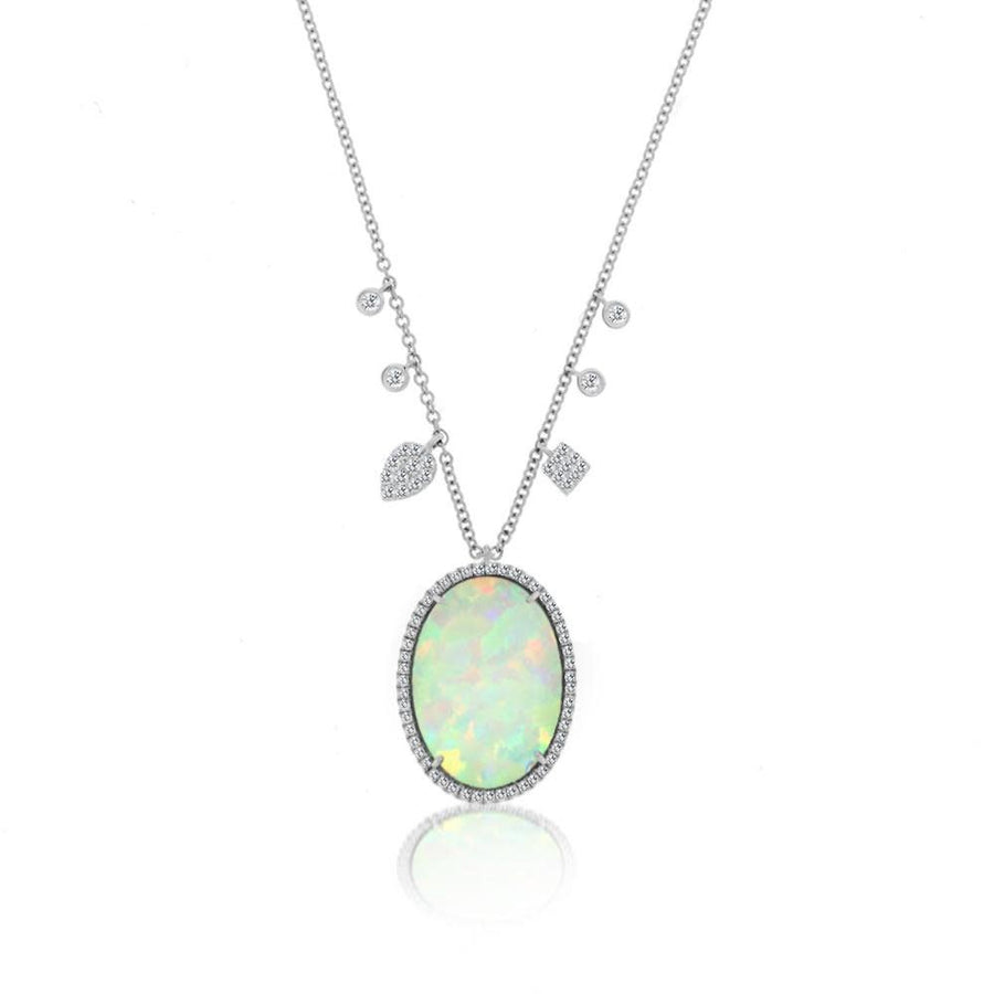 Statement Opal Oval and Diamond Necklace