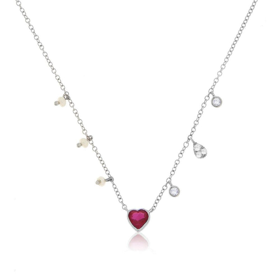 Ruby White Gold Heart Necklace